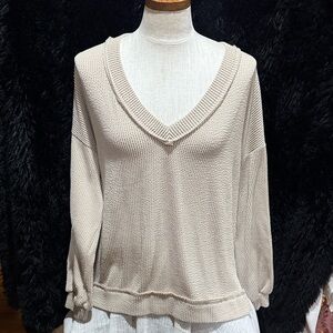 Altar'd State Cream Textured waffle knit top